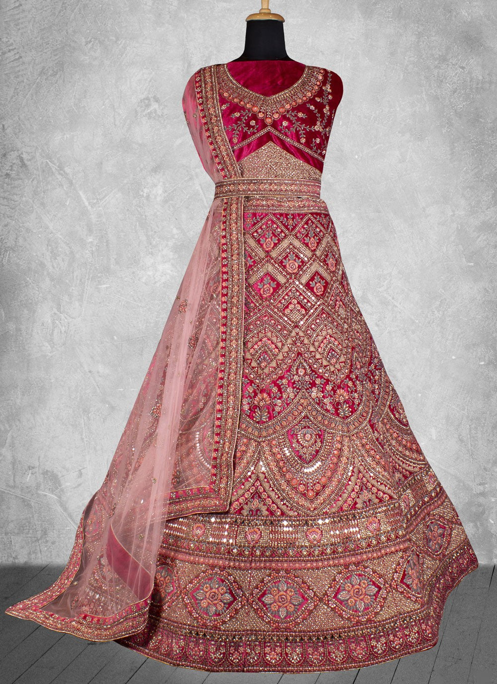 Embroidered Velvet Lehenga - L3067