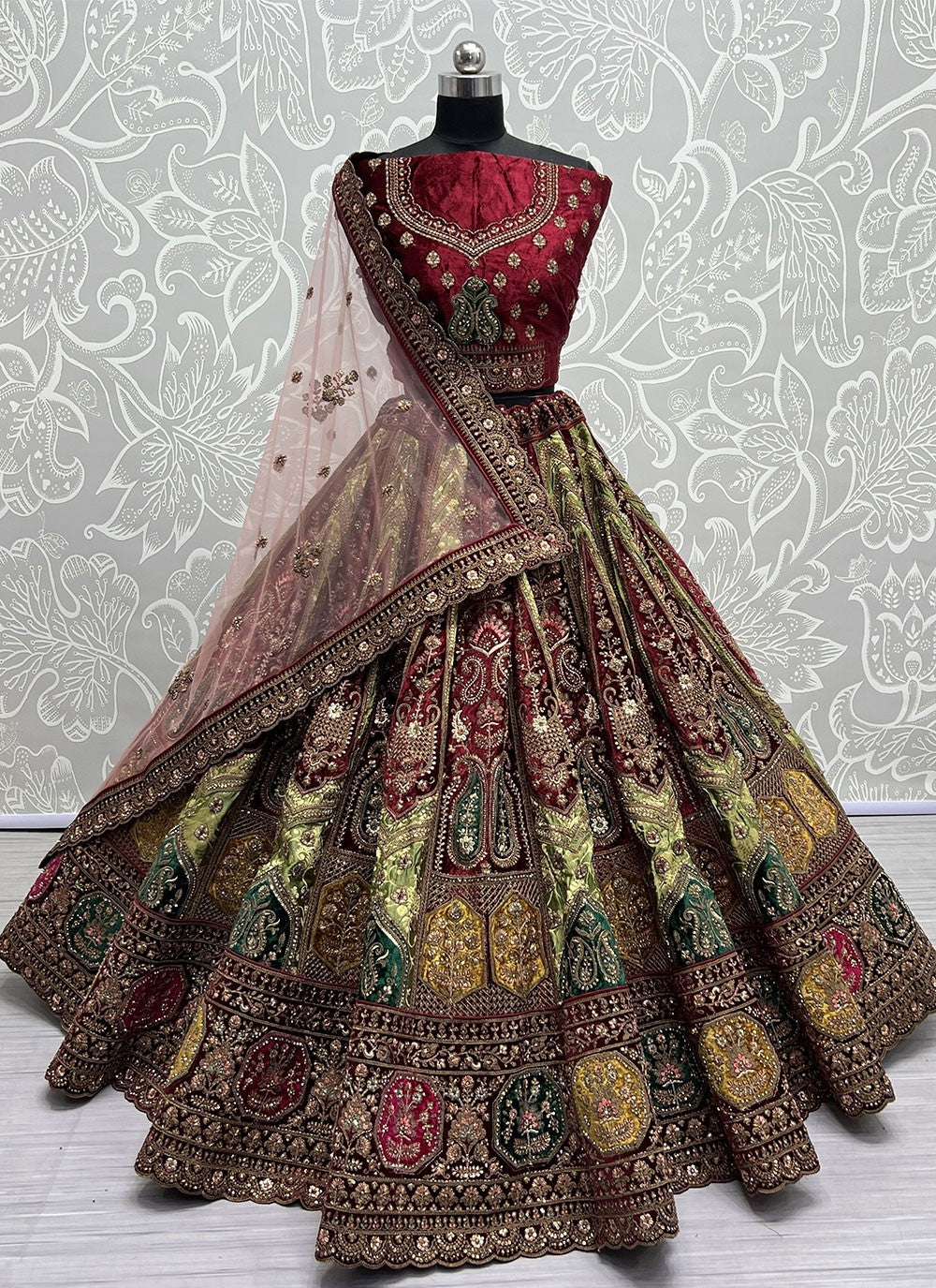 Diamond Silk, Velvet A - Line Lehenga - L1443