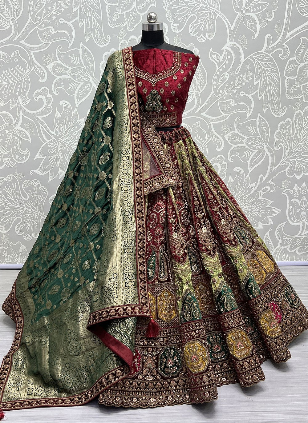 Diamond Silk, Velvet A - Line Lehenga - L1443