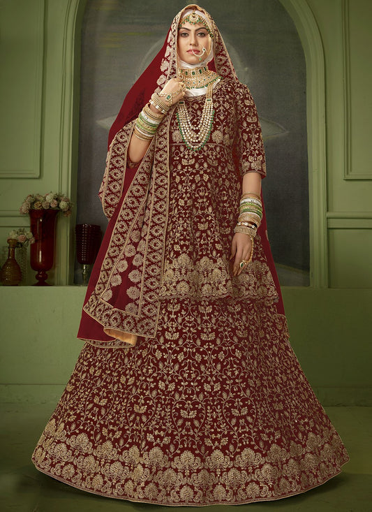 Embroidered Velvet A - Line Lehenga - L0235