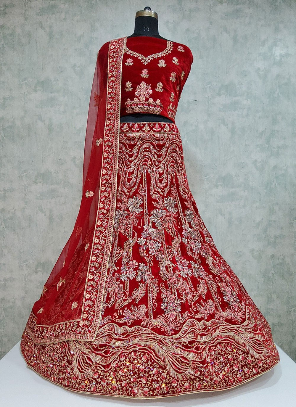 Embroidered Velvet A - Line Lehenga - L1919