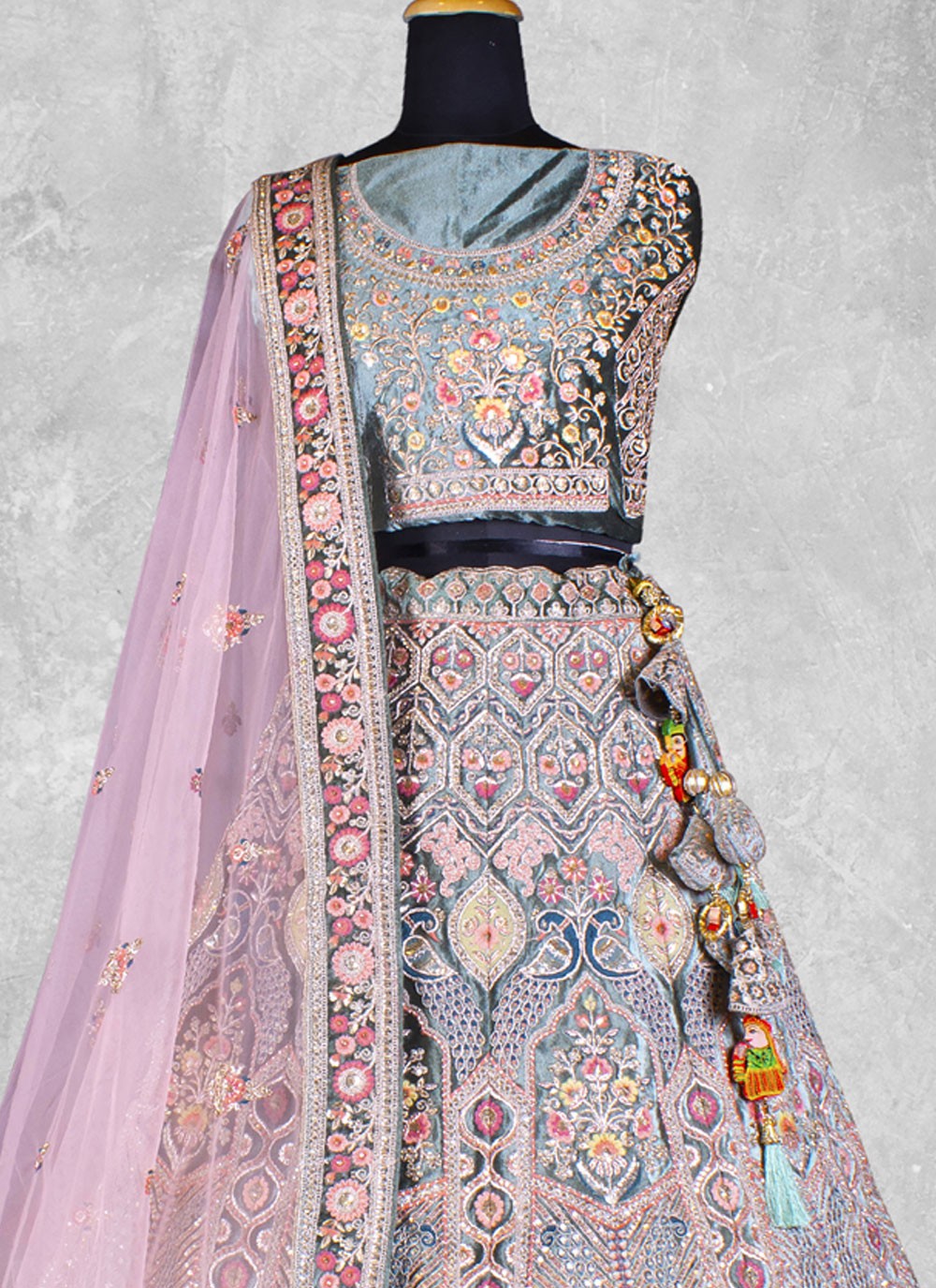 Embroidered Velvet Lehenga - L3067