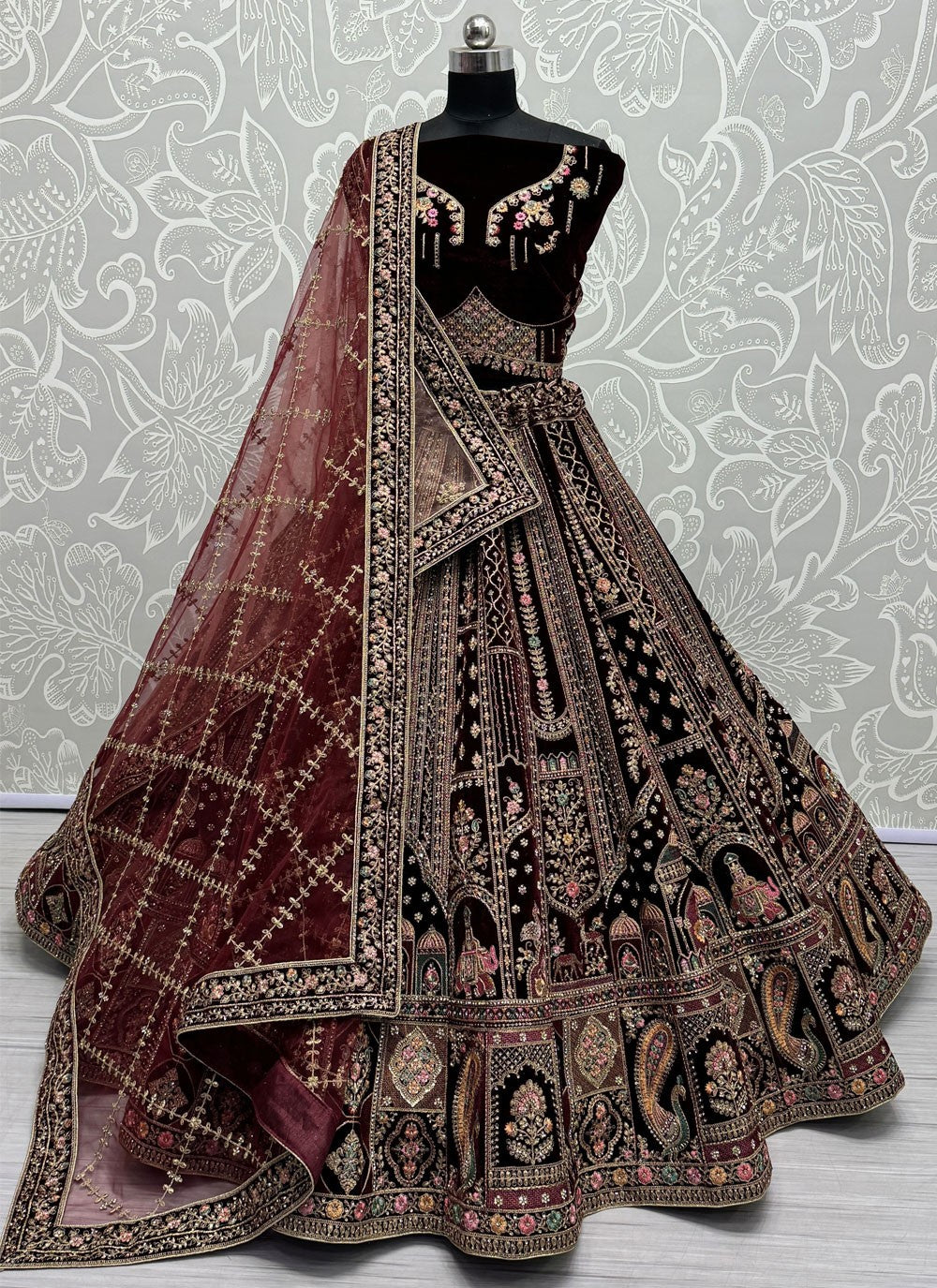 Diamond Velvet A - Line Lehenga - L2434