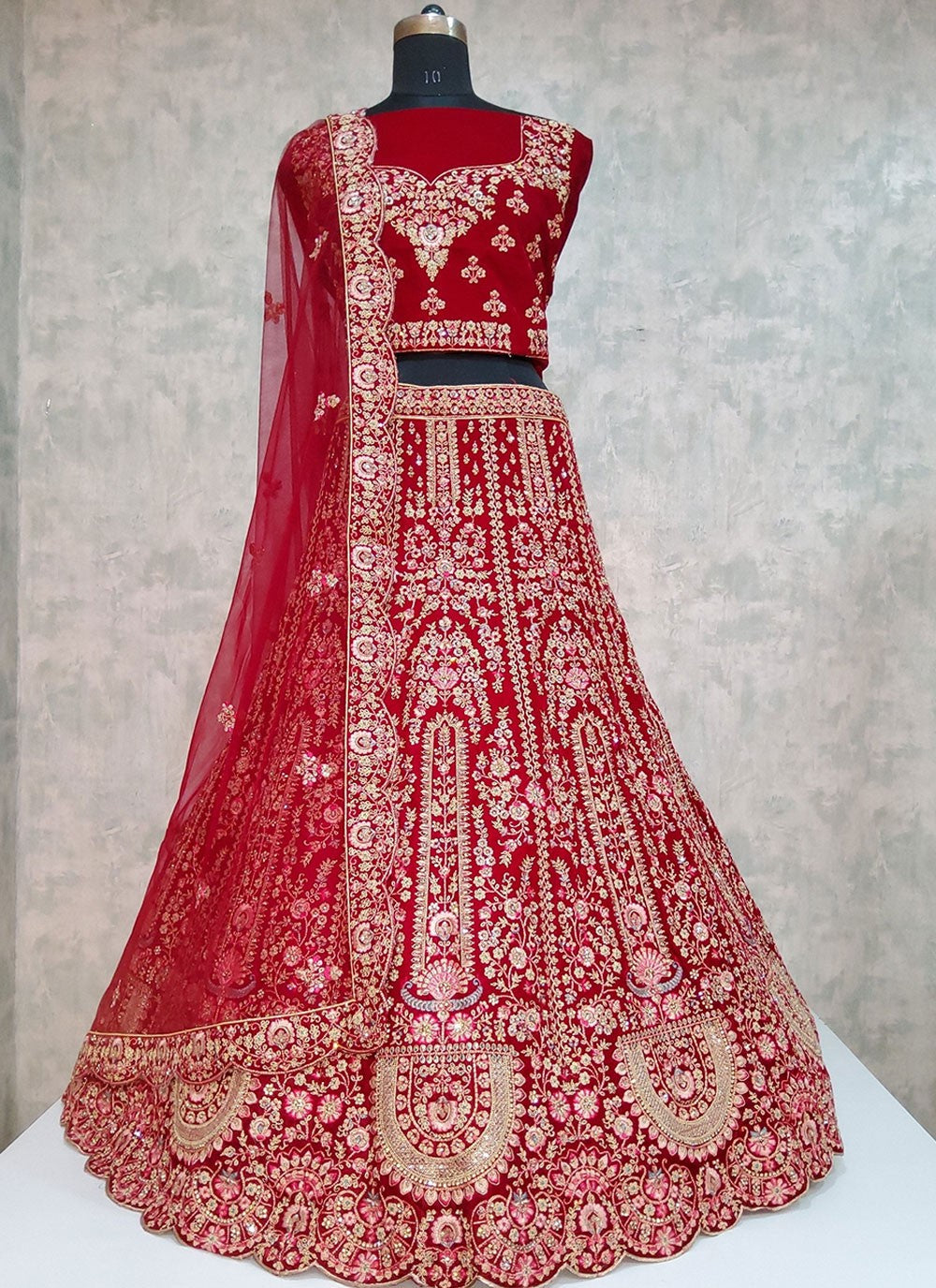 Embroidered Velvet A - Line Lehenga - L1919