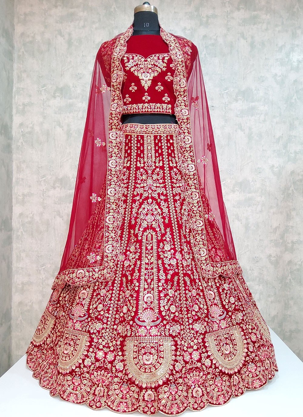 Embroidered Velvet A - Line Lehenga - L1919