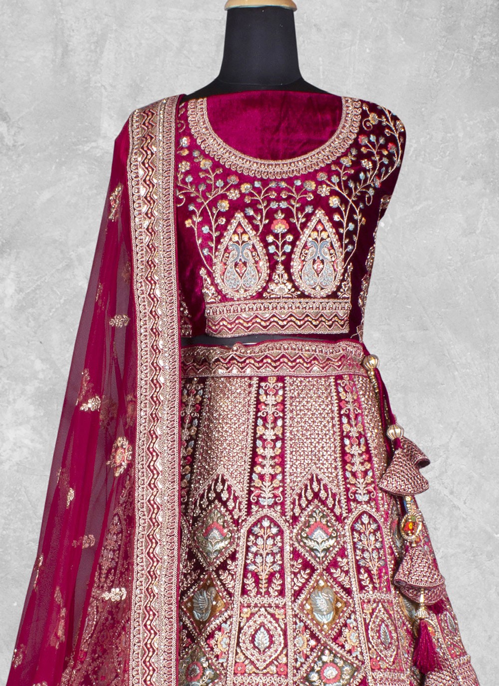 Embroidered Velvet Lehenga - L3067