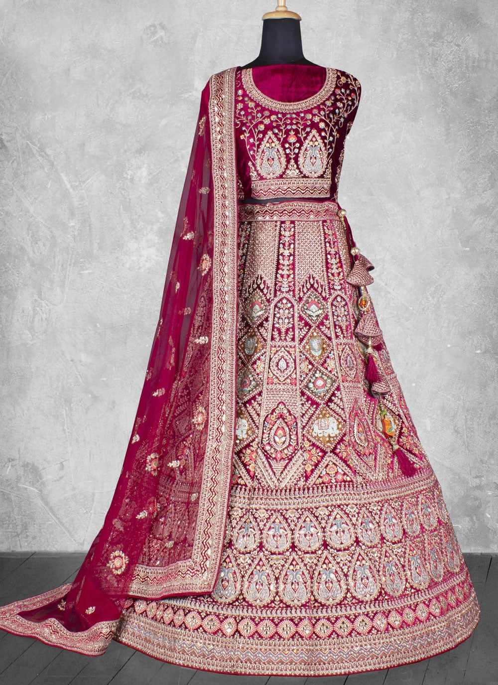 Embroidered Velvet Lehenga - L3067