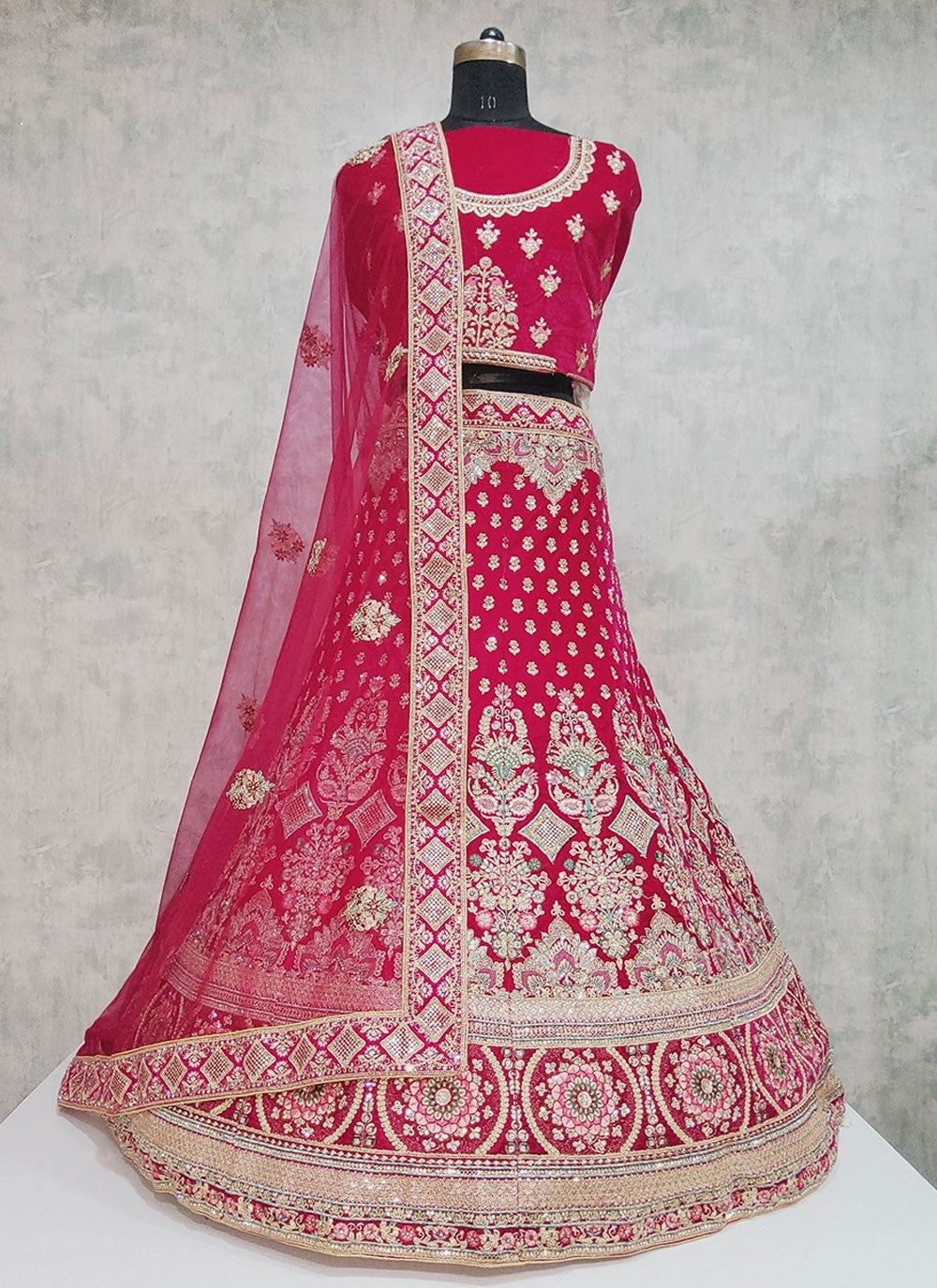 Embroidered Velvet A - Line Lehenga - L1919