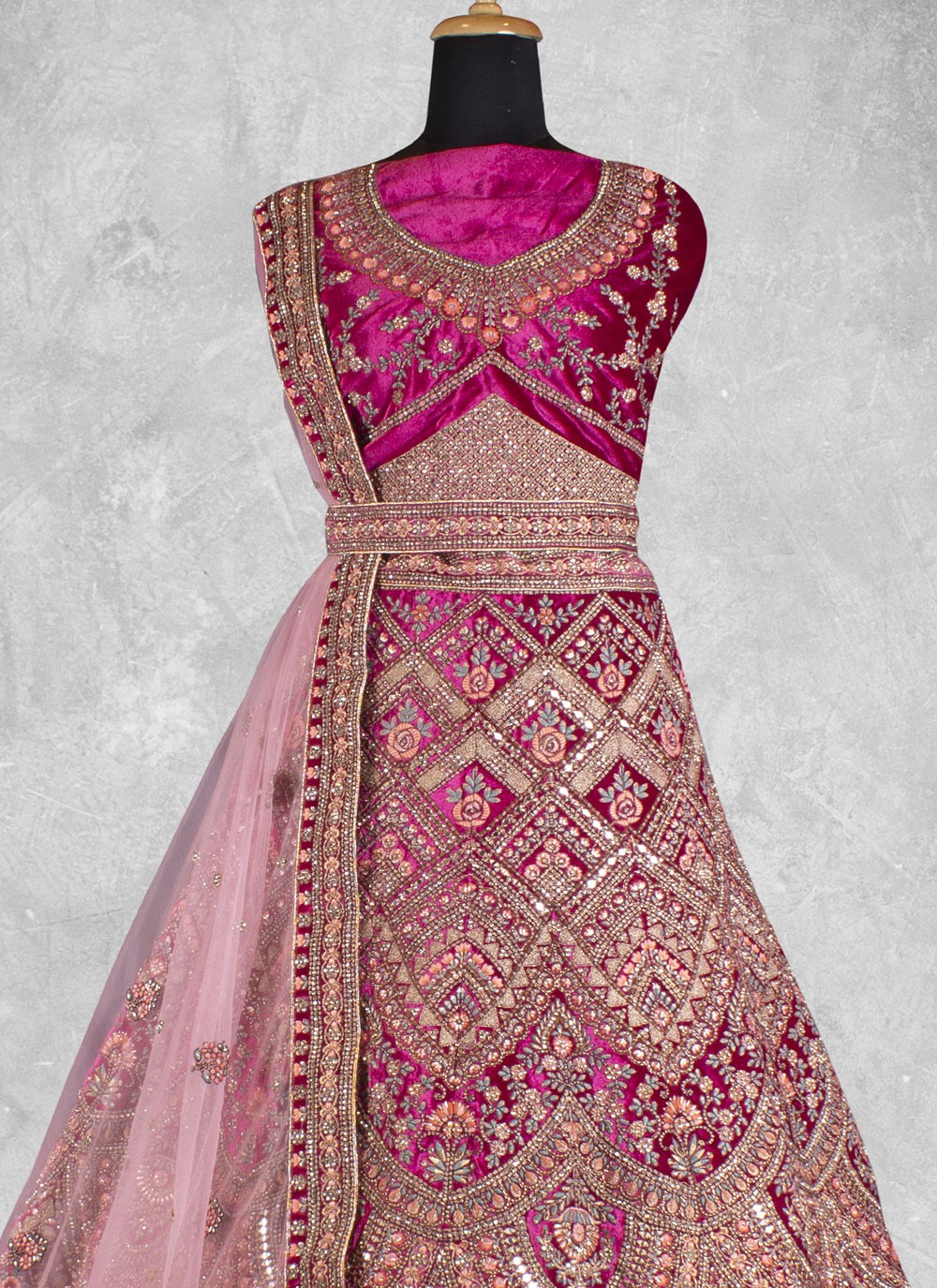 Embroidered Velvet Lehenga - L3067