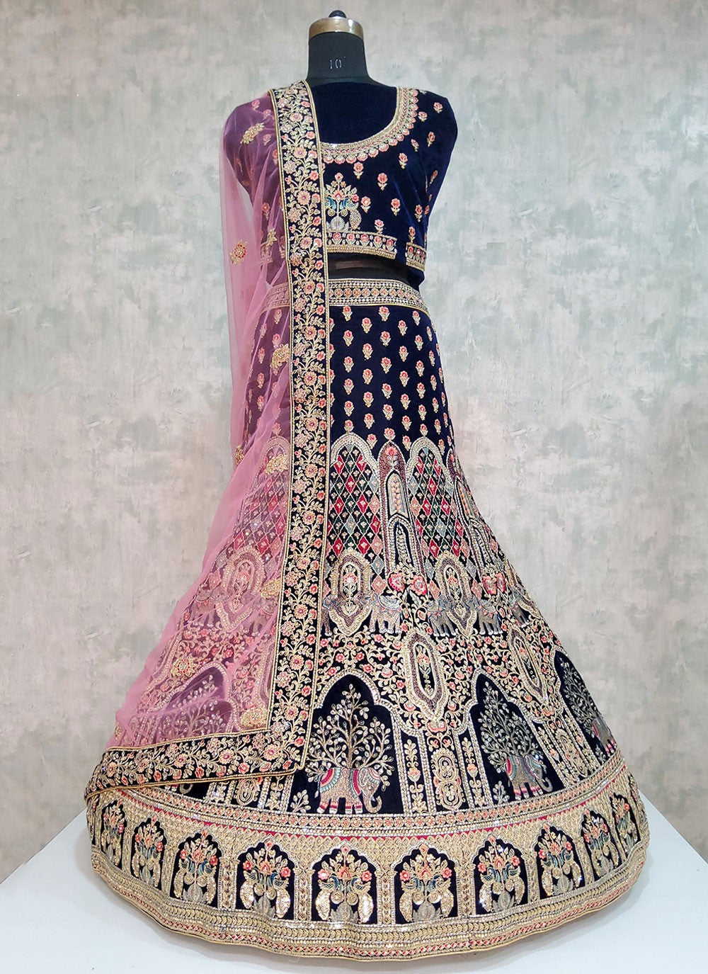 Embroidered Velvet A - Line Lehenga - L2000