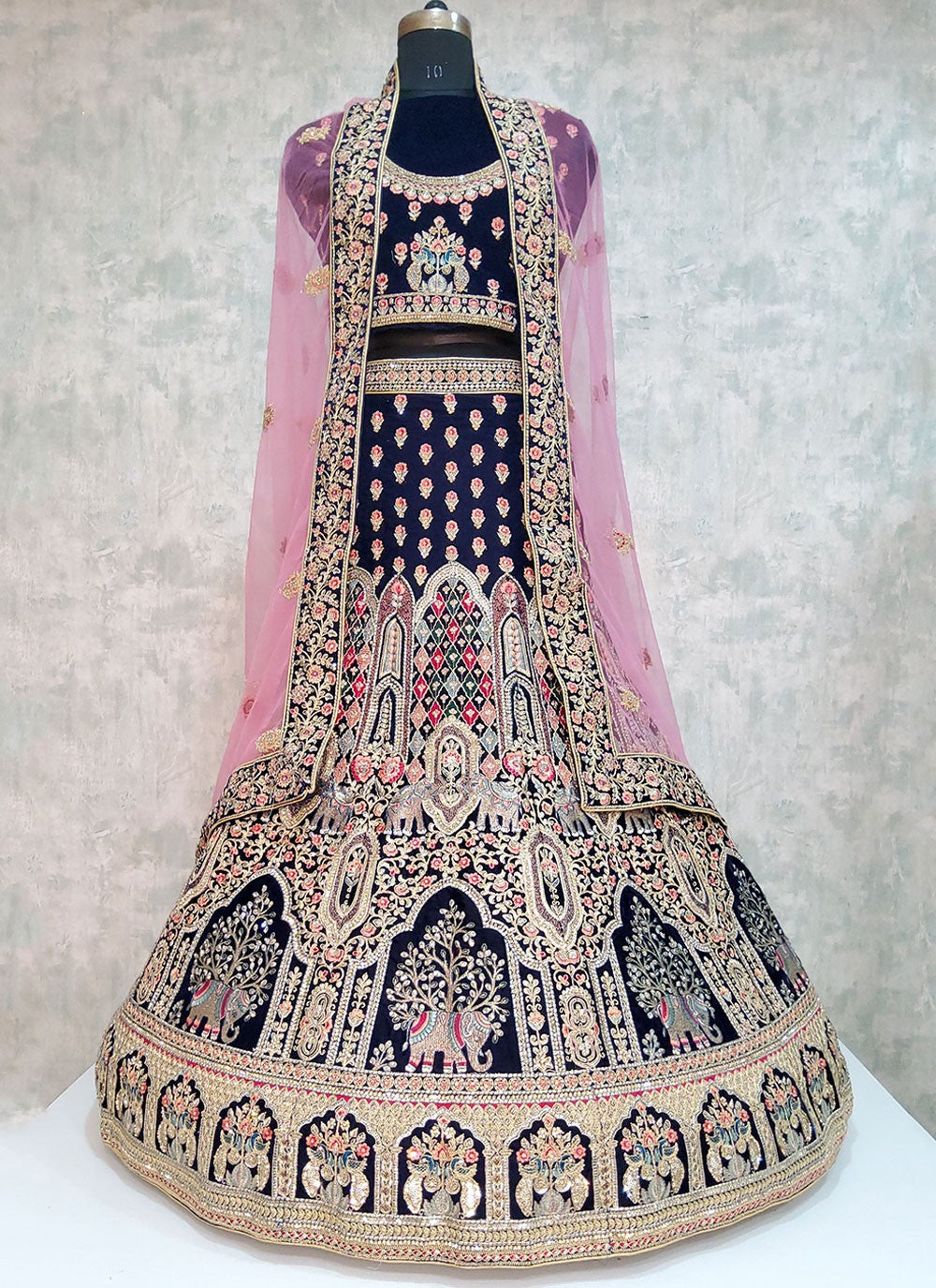 Embroidered Velvet A - Line Lehenga - L2000