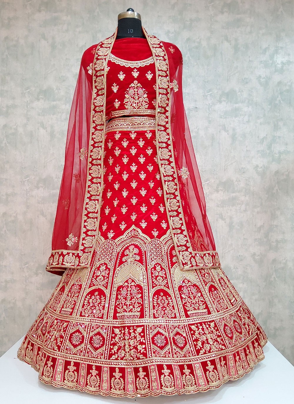 Embroidered Velvet A - Line Lehenga - L1974