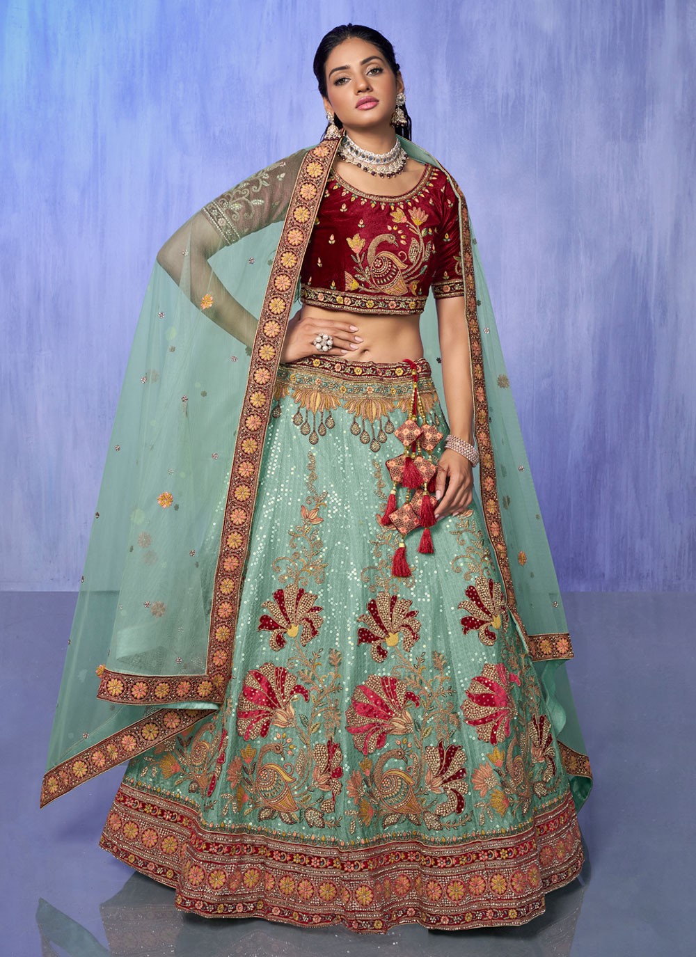 Embroidered Georgette A - Line Lehenga - L1332