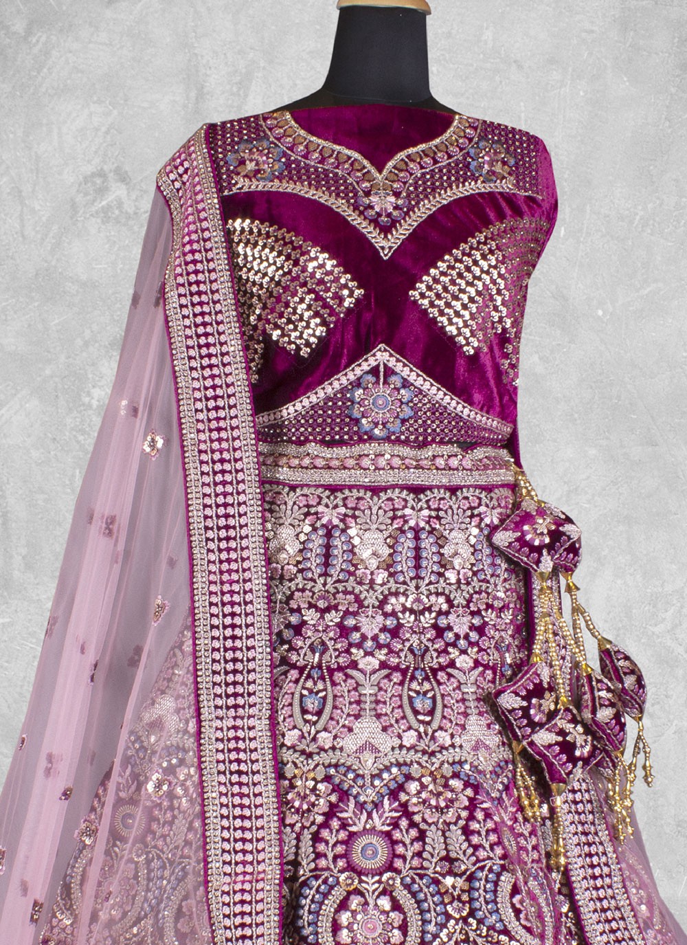 Embroidered Velvet Lehenga - L3067