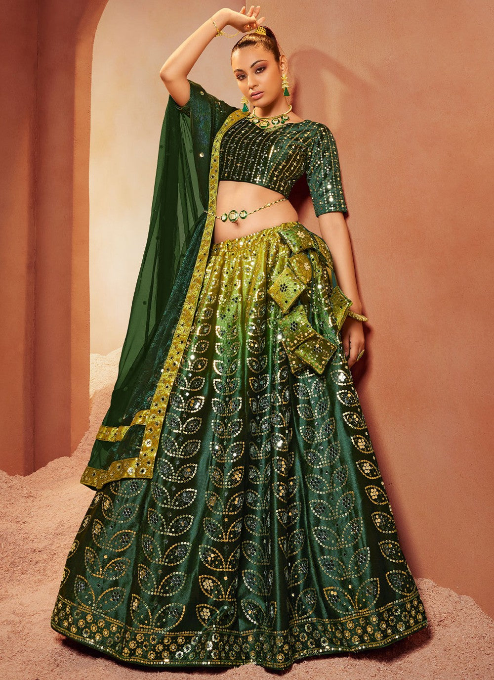 Embroidered Velvet A - Line Lehenga - L0721