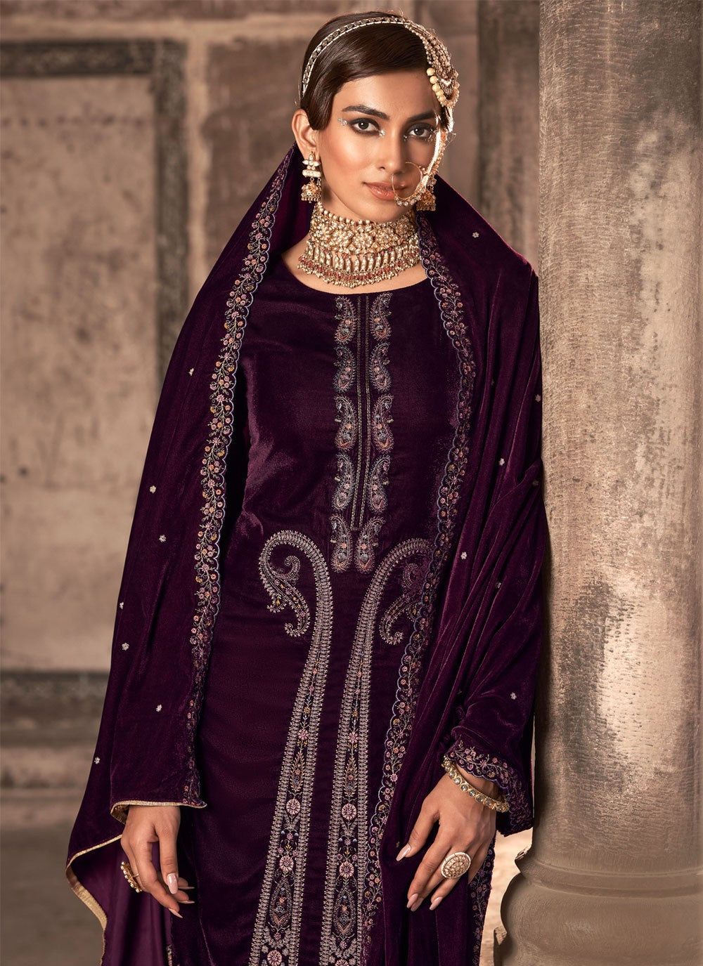 Velvet Palazzo Suit - T1666