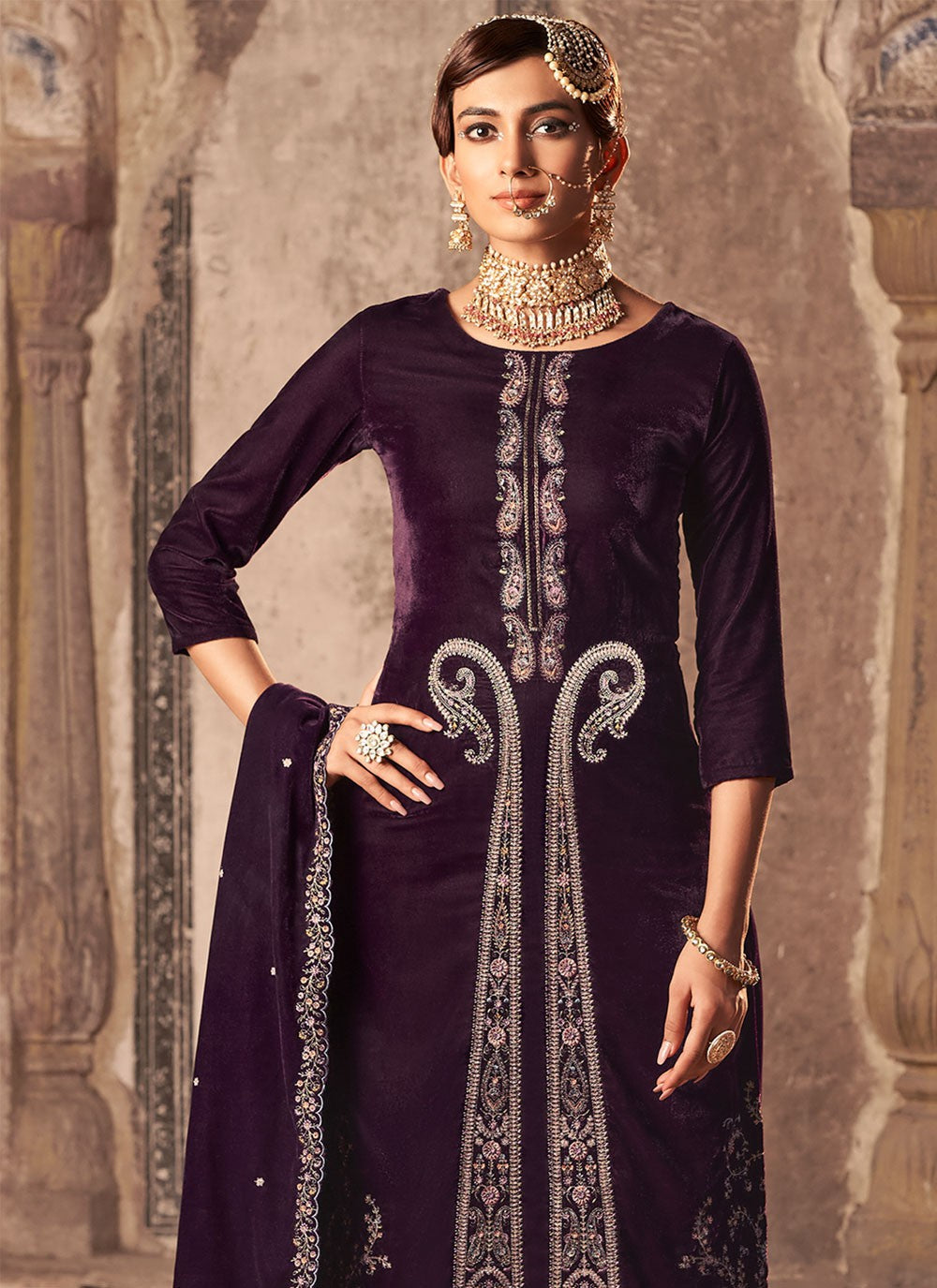 Velvet Palazzo Suit - T1666