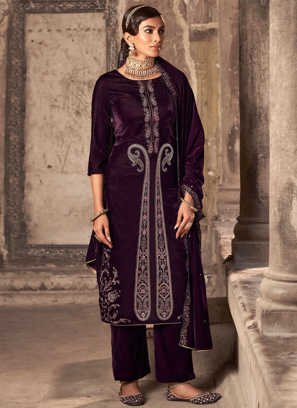 Velvet Palazzo Suit - T1666