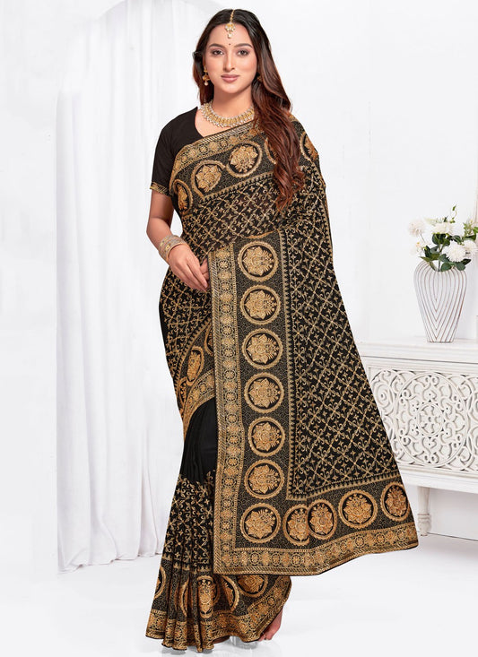 Embroidered, Zari Vichitra Silk Saree - S12102