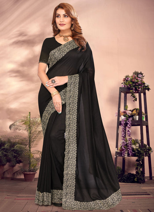 Classic Embroidered Vichitra Silk Saree - S8650