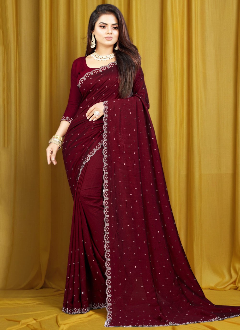 Classic Cutdana Chiffon Satin Saree - S10437