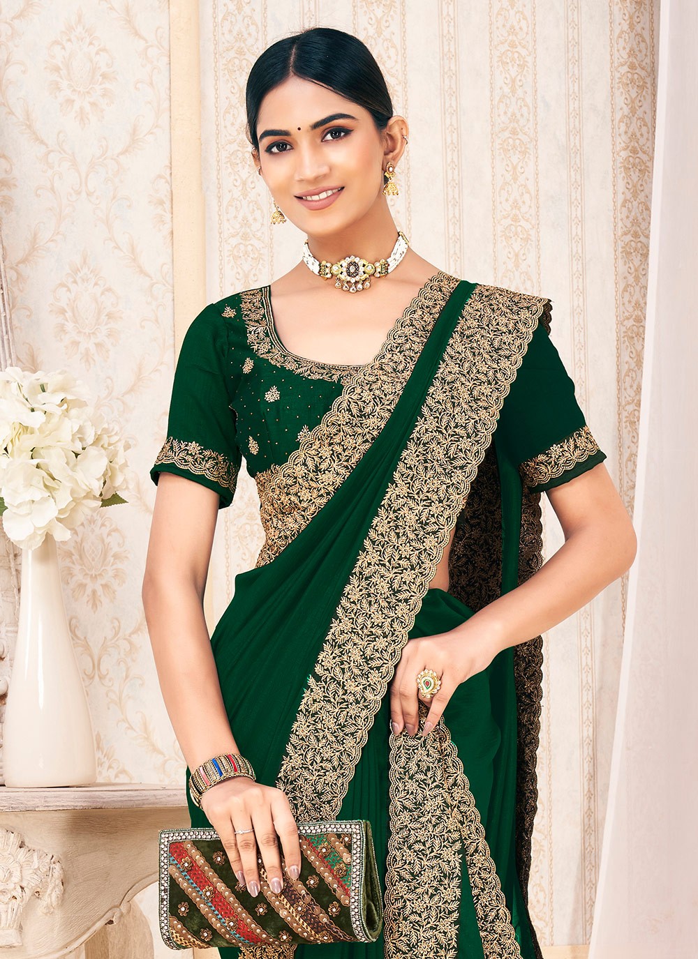 Classic Zari Vichitra Silk Saree - S9733