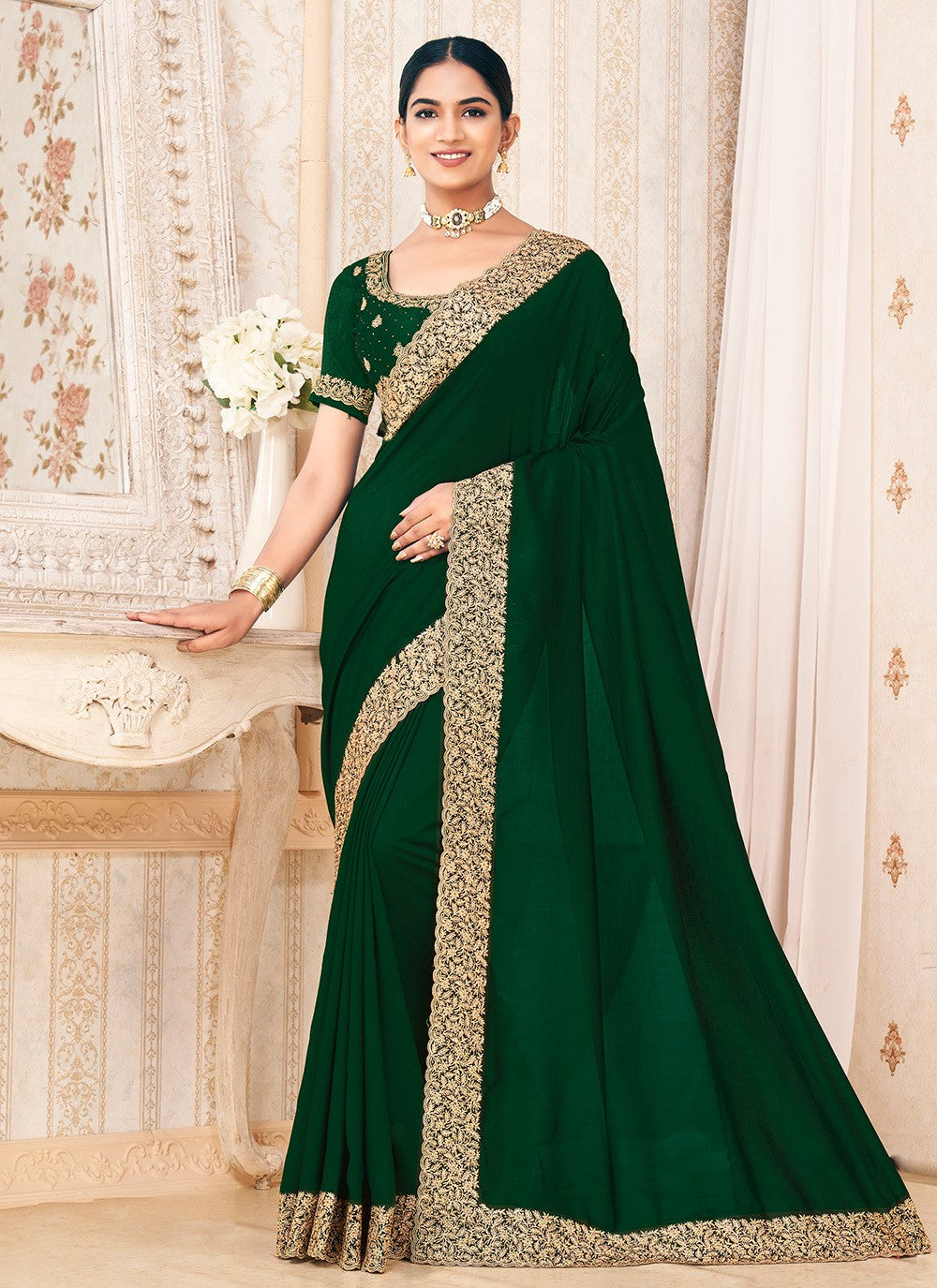 Classic Zari Vichitra Silk Saree - S9733