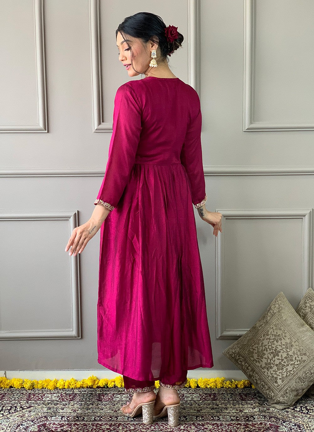 Chanderi , Viscose Pant Style Suit - T3295