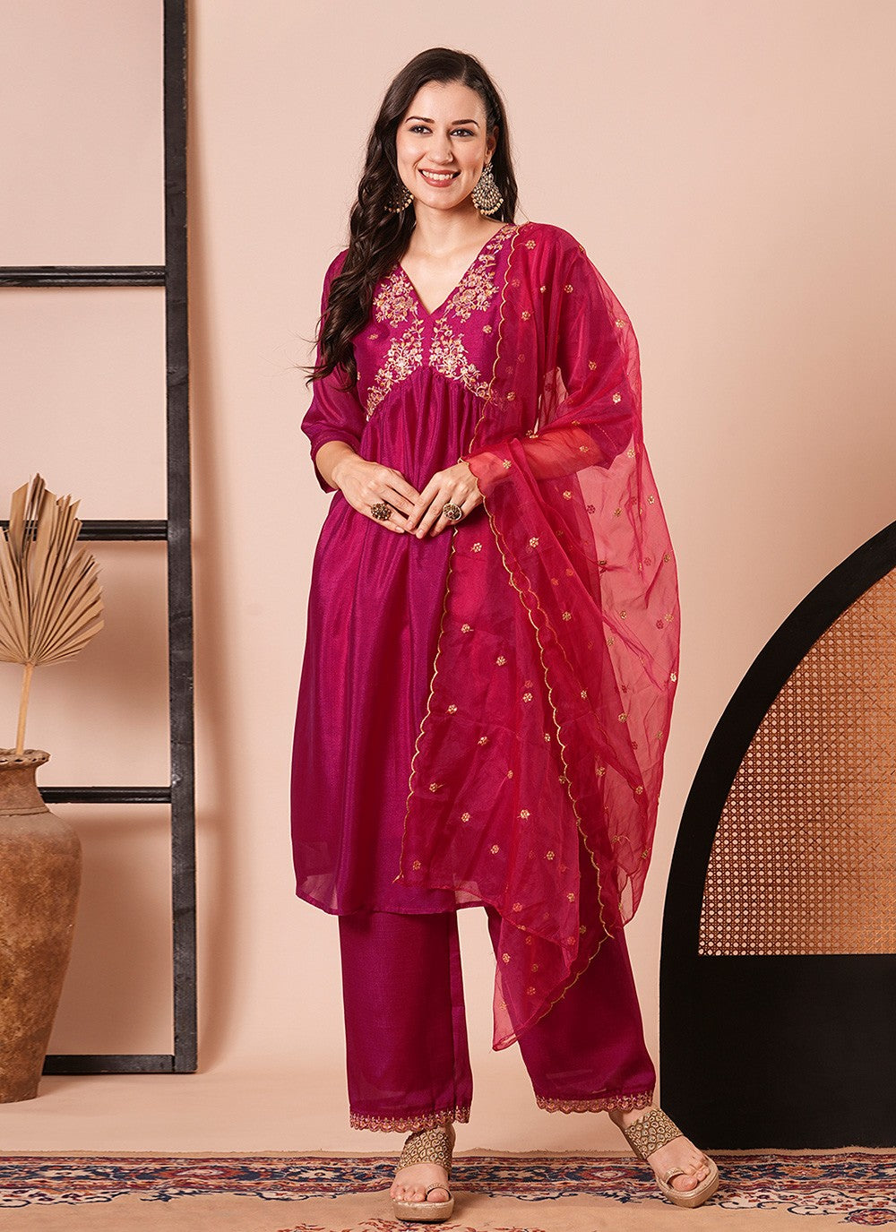 Chanderi Salwar Suit - T4168