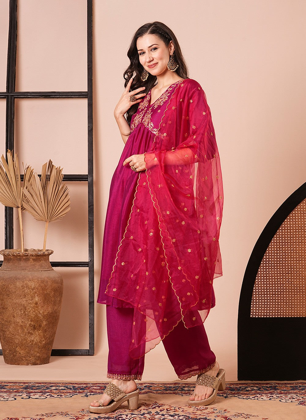 Chanderi Salwar Suit - T4168