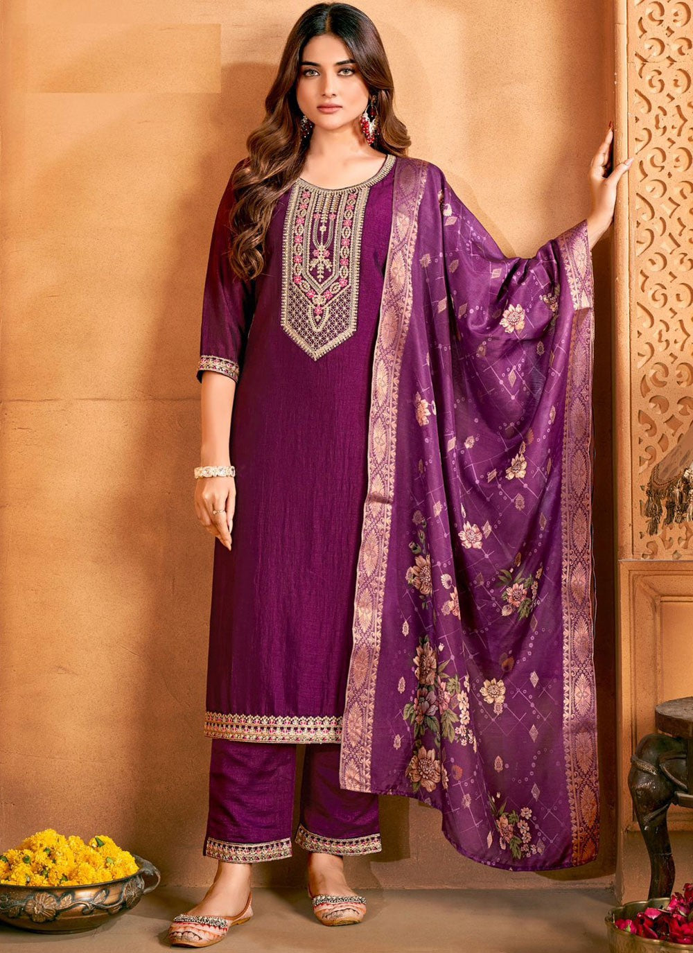 Vichitra Silk Salwar Suit - T3987