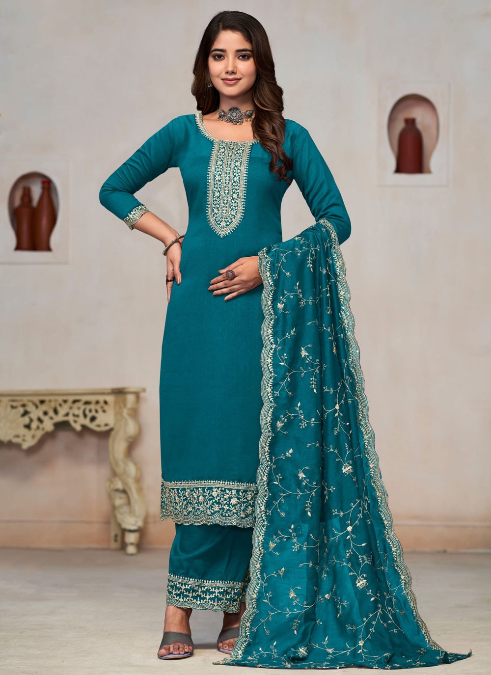 Vichitra Silk Salwar Suit - T2908