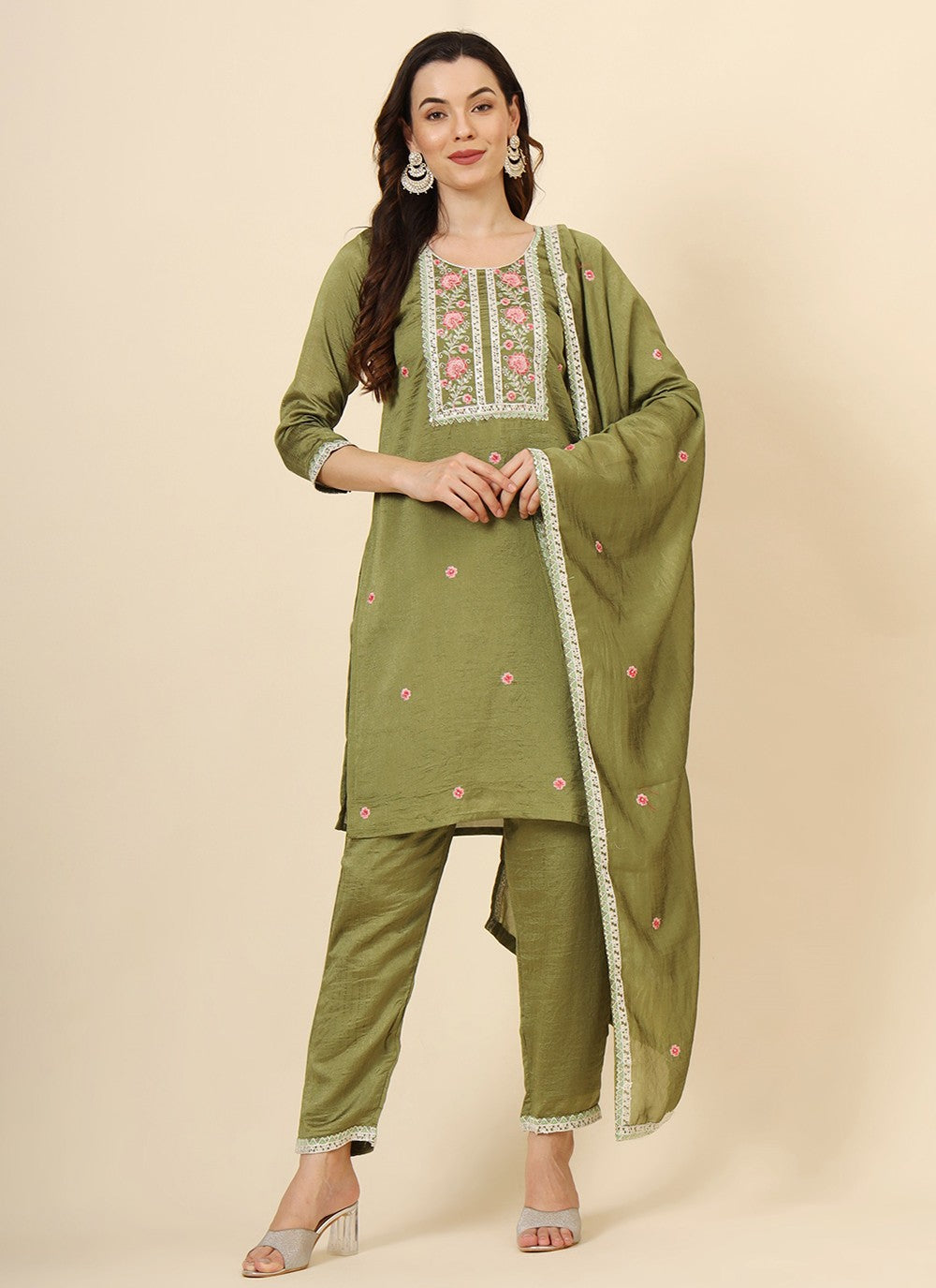 Vichitra Silk Pant Style Suit - T3471