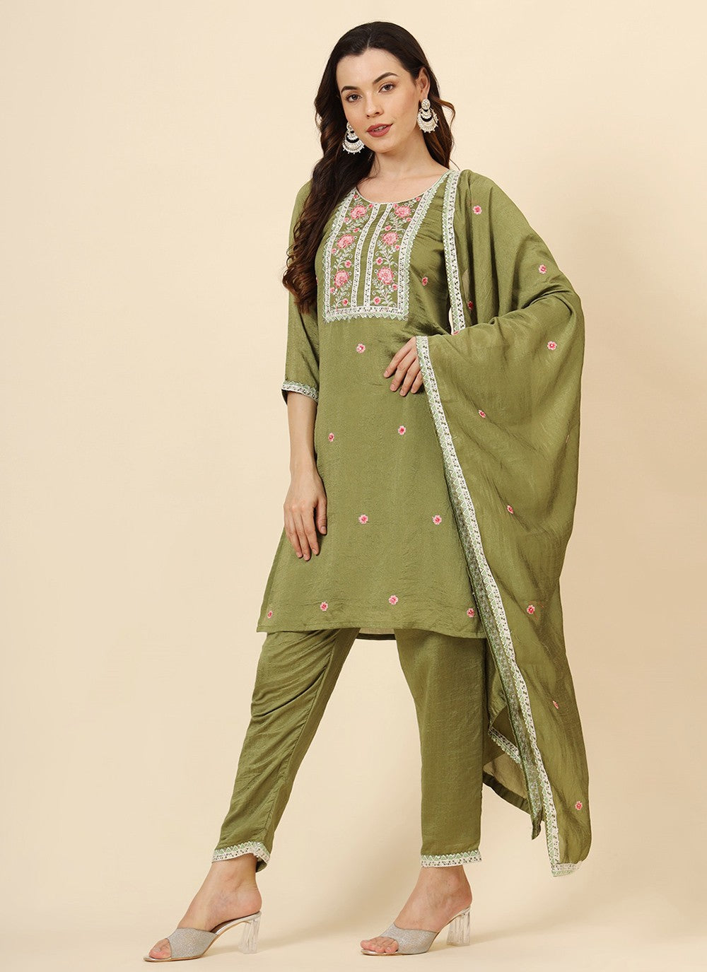 Vichitra Silk Pant Style Suit - T3471