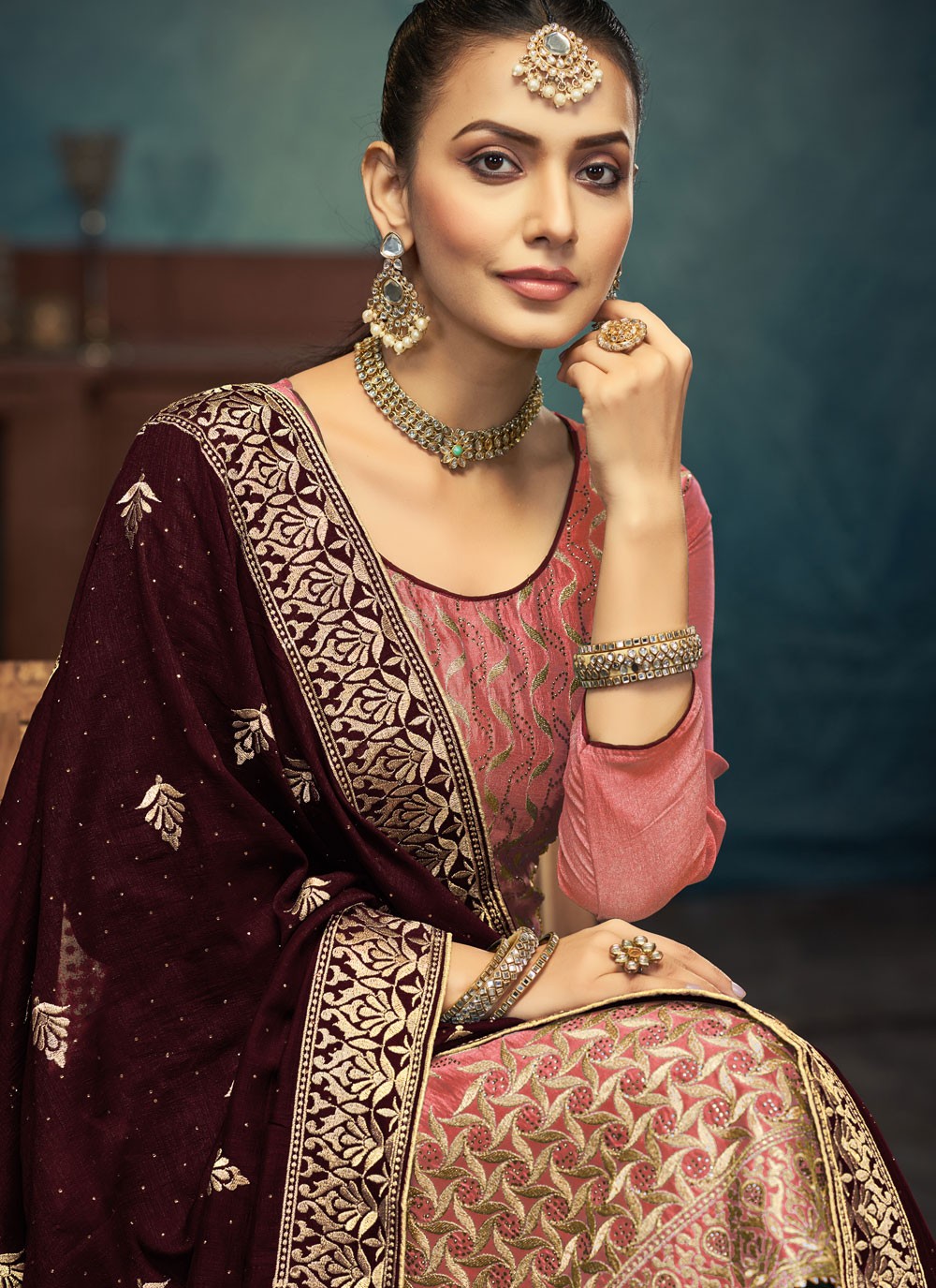 Embroidered Vichitra Silk Salwar Suit - T4547