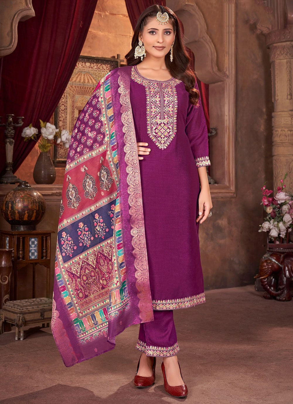 Vichitra Silk Salwar Suit - T3865