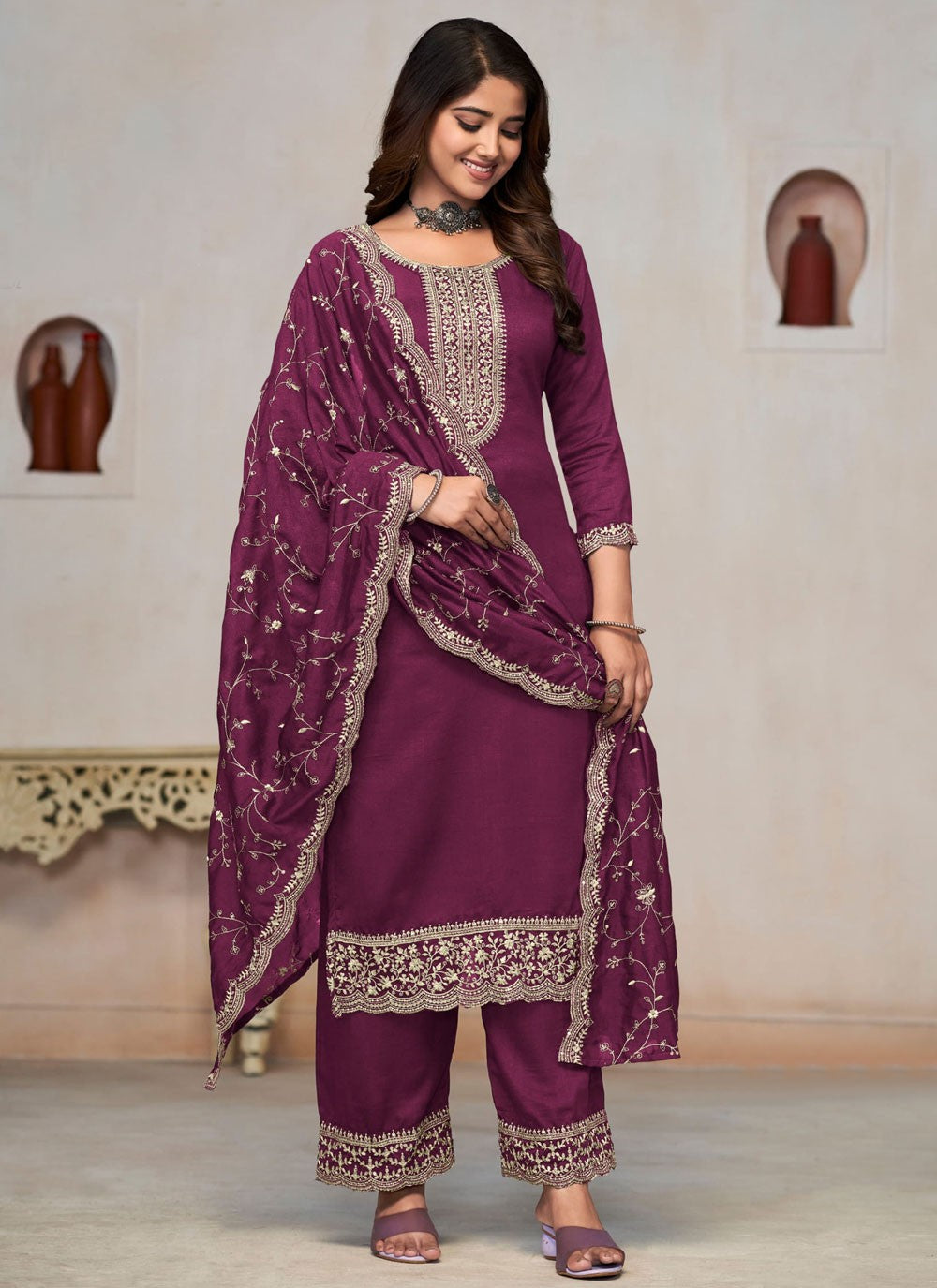 Vichitra Silk Salwar Suit - T2908