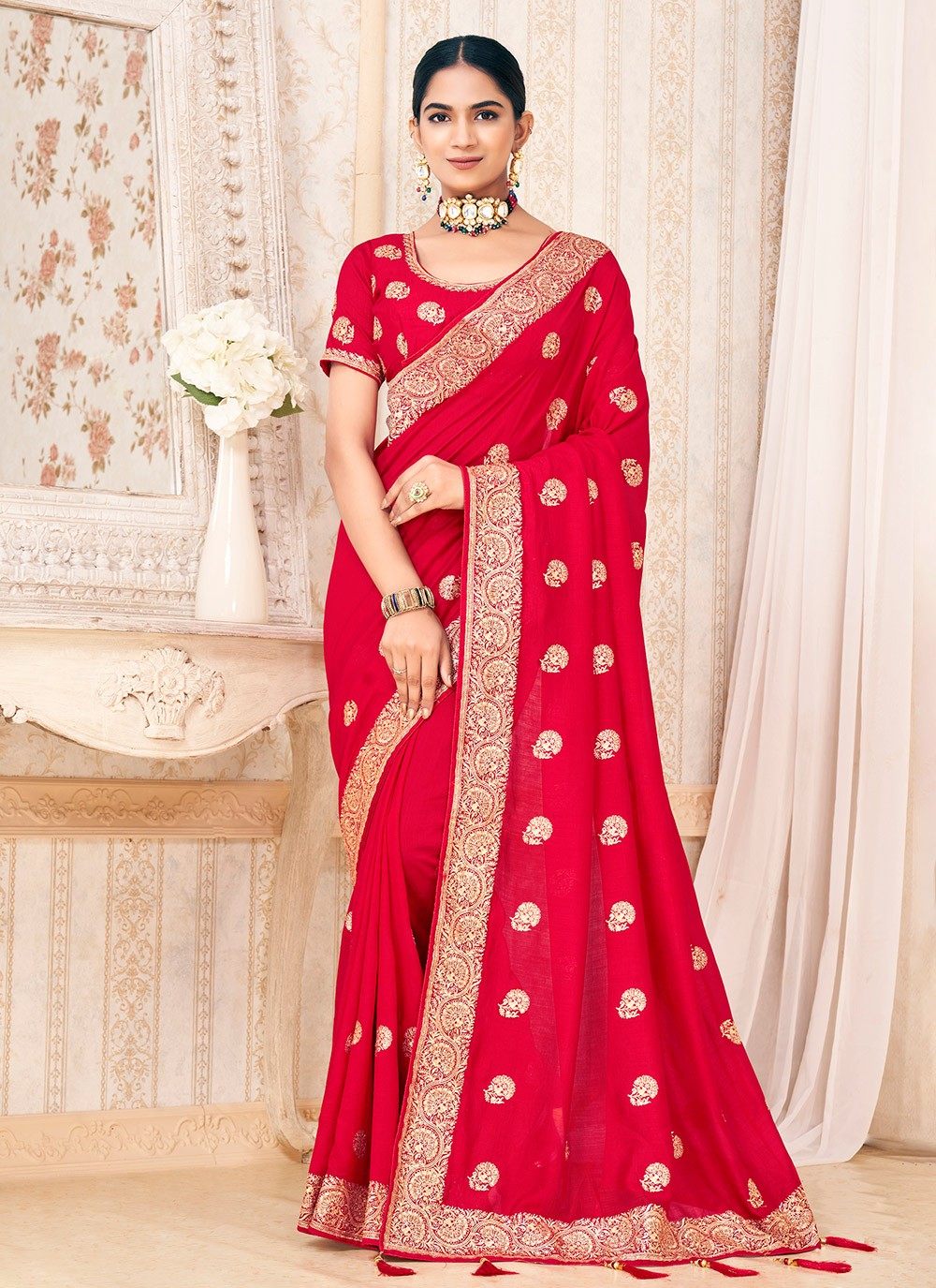 Classic Zari Vichitra Silk Saree - S9733