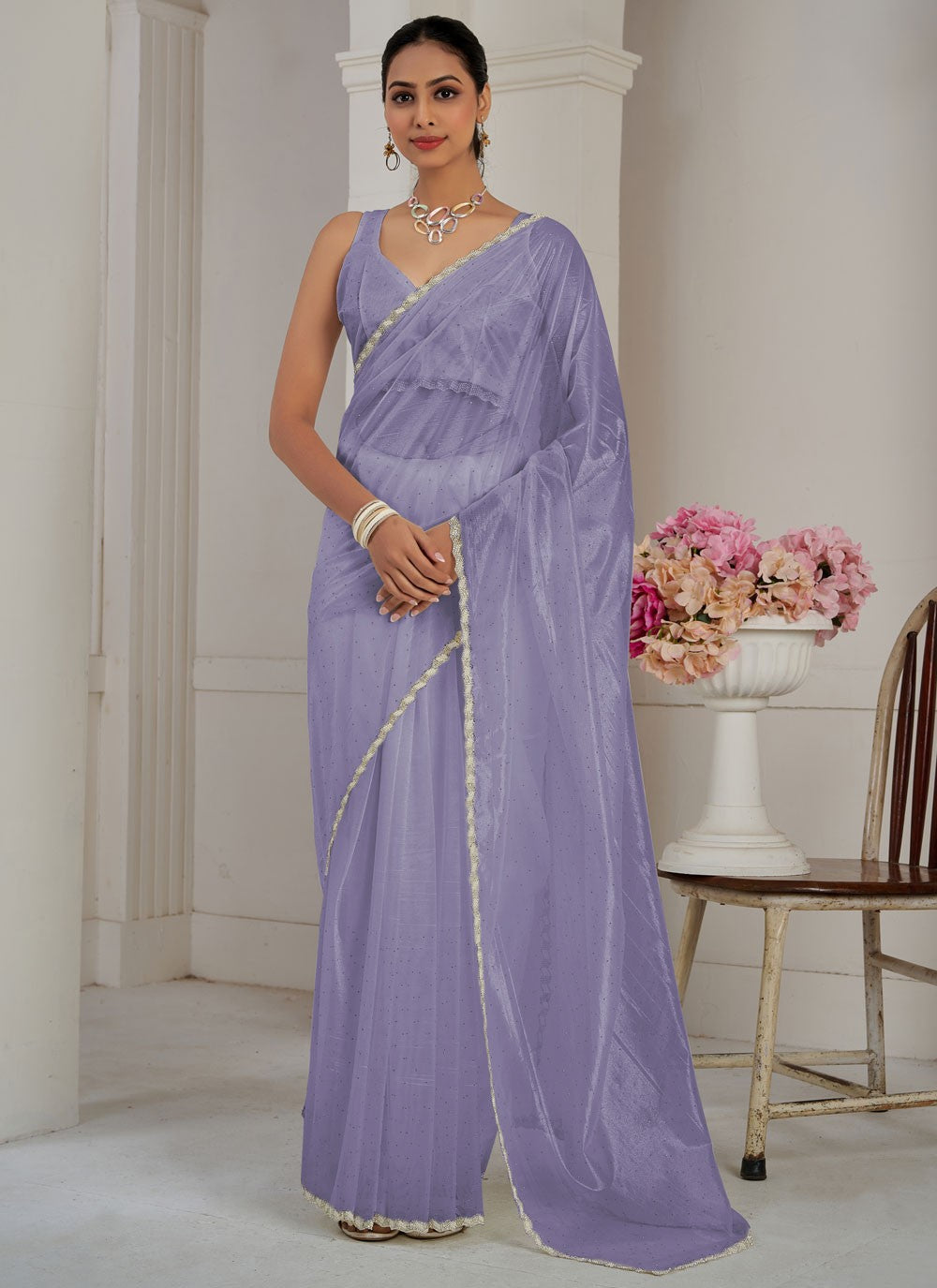 Classic Cutdana Net, Organza Saree - S10577