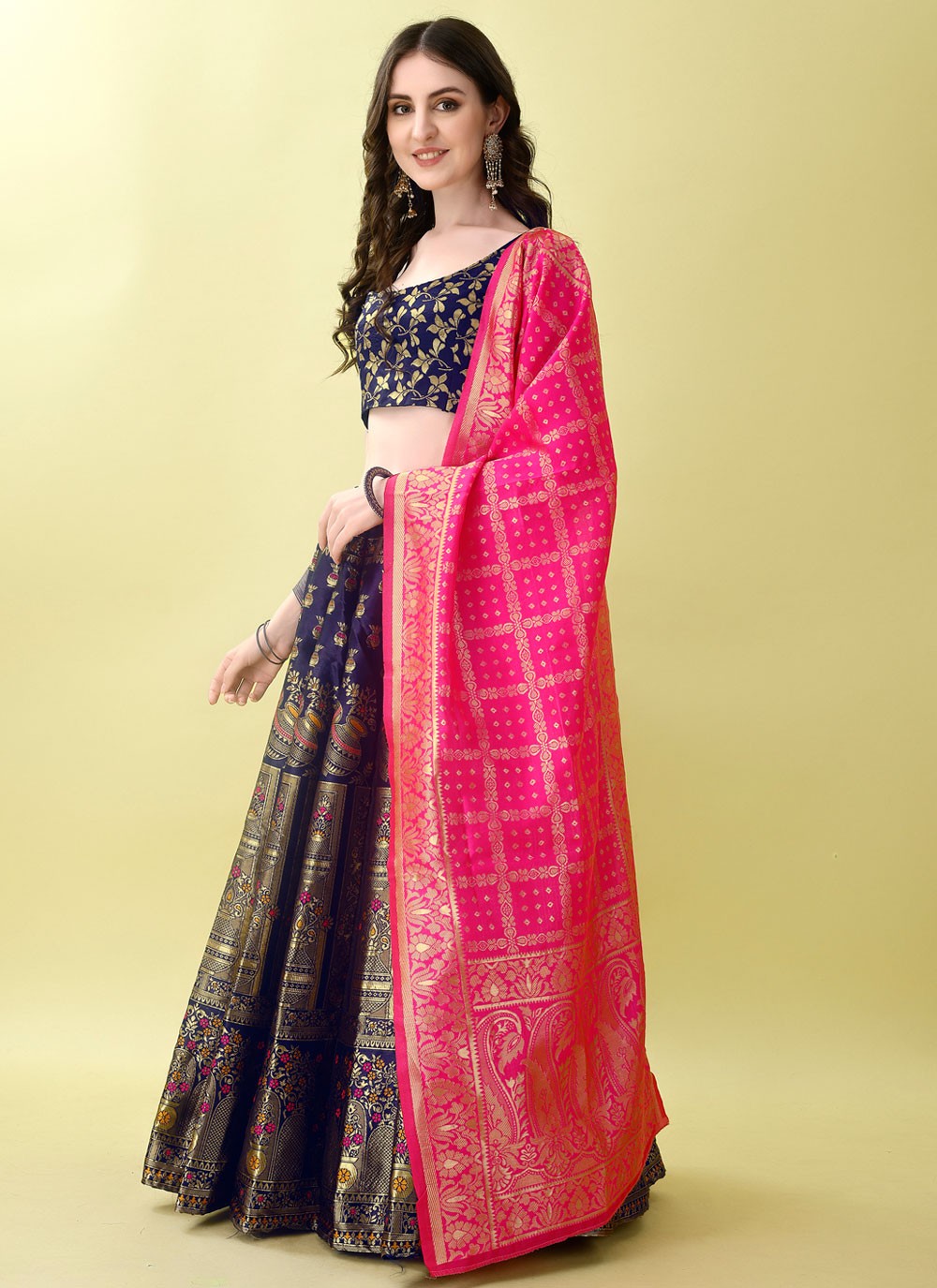 Jacquard Work Jacquard Silk A - Line Lehenga - L2168