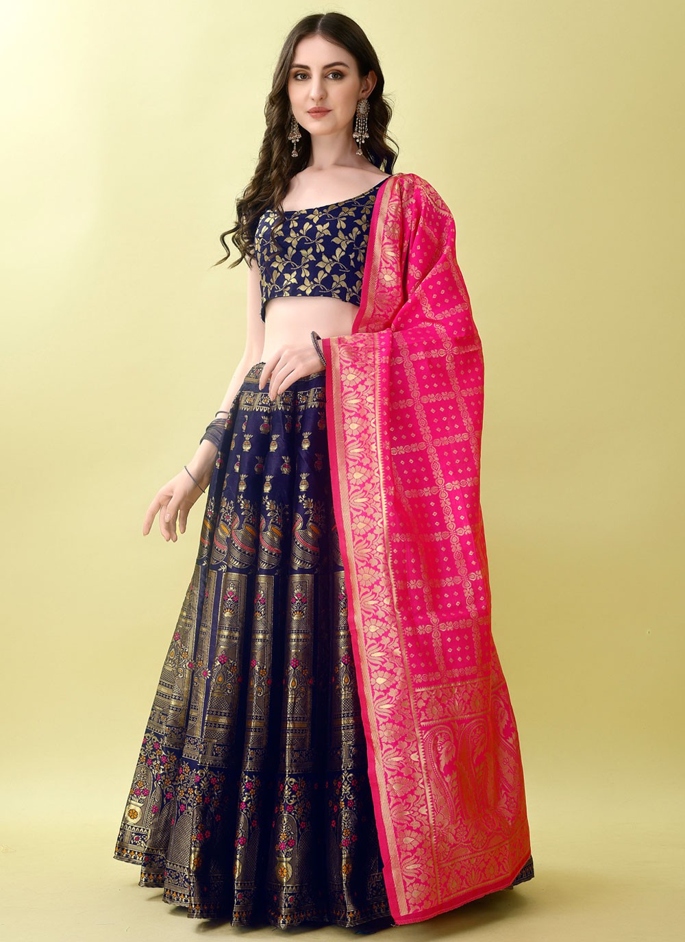 Jacquard Work Jacquard Silk A - Line Lehenga - L2168