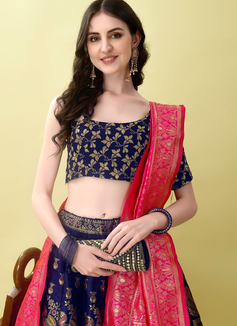 Jacquard Work Jacquard Silk A - Line Lehenga - L2168