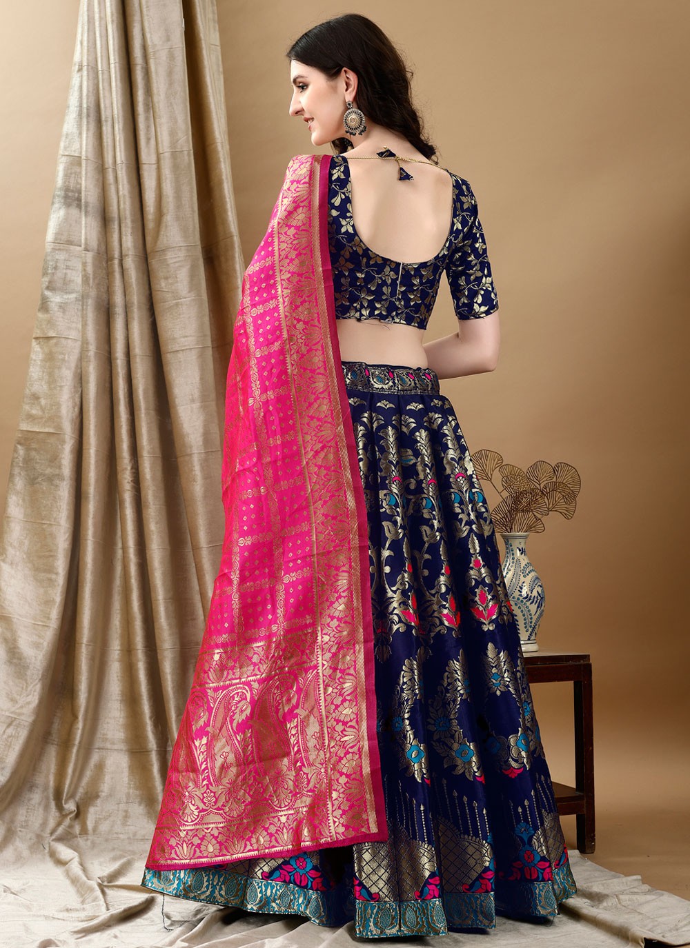 Jacquard Work Jacquard Silk A - Line Lehenga - L2180