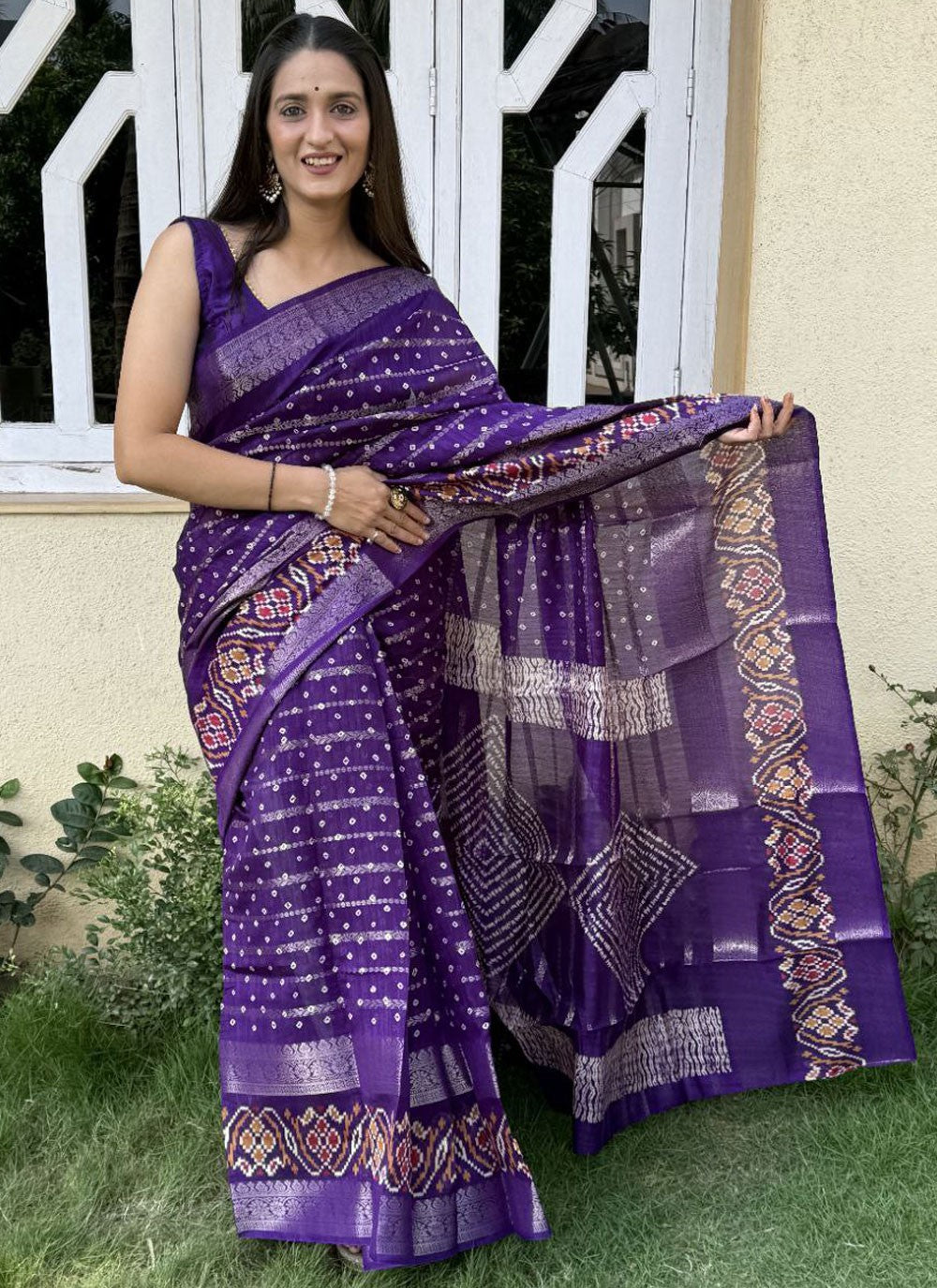 Printed, Weaving Zari Cotton Silk Saree - S12010