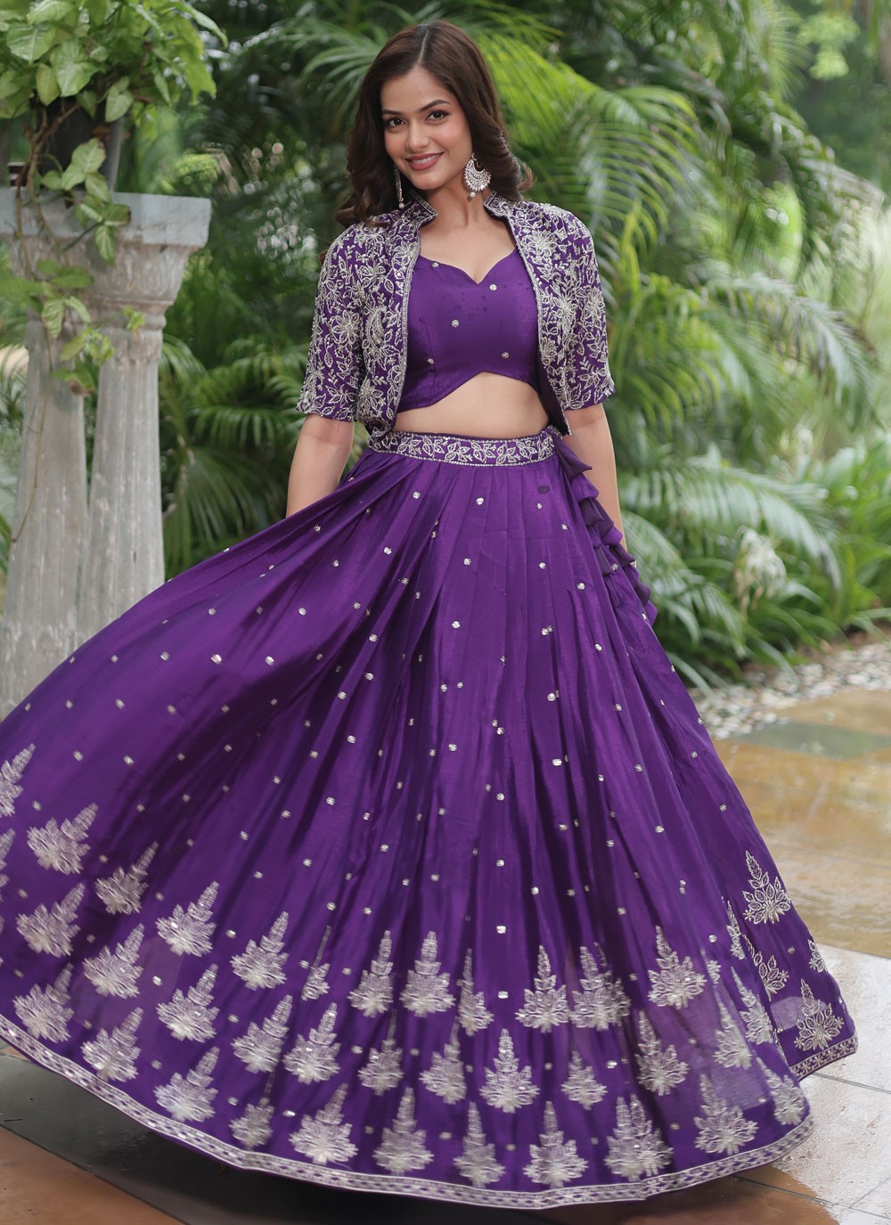 Embroidered Chinon Lehenga - L3030