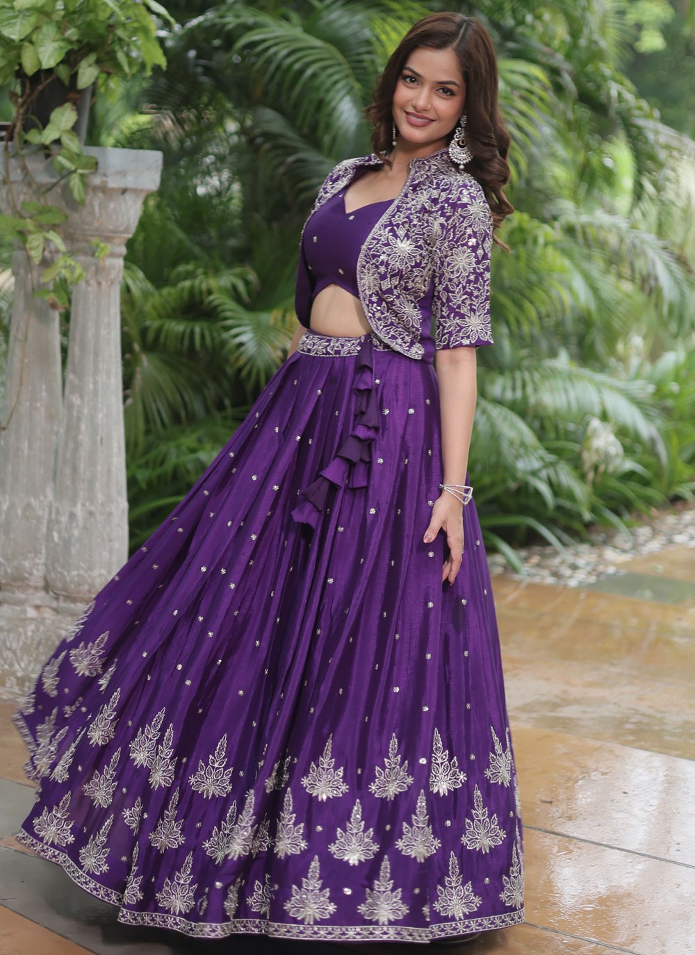 Embroidered Chinon Lehenga - L3030