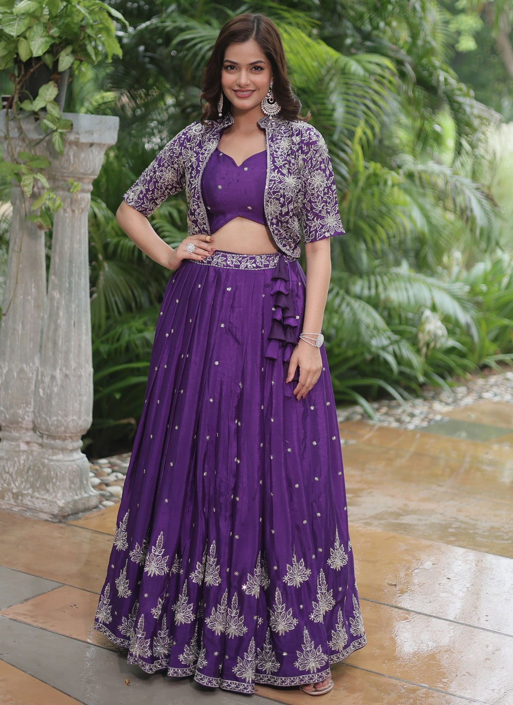 Embroidered Chinon Lehenga - L3030