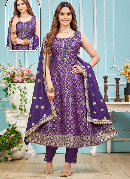 Embroidered Silk Anarkali - T4347