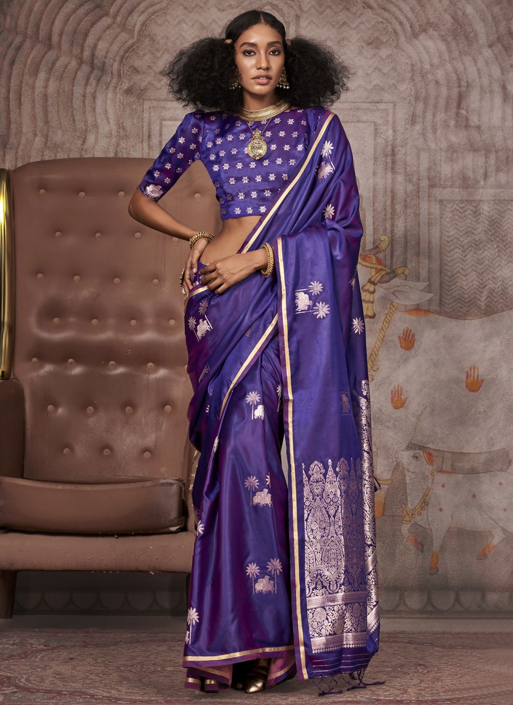 Classic Weaving Zari Satin Silk Saree - S9755