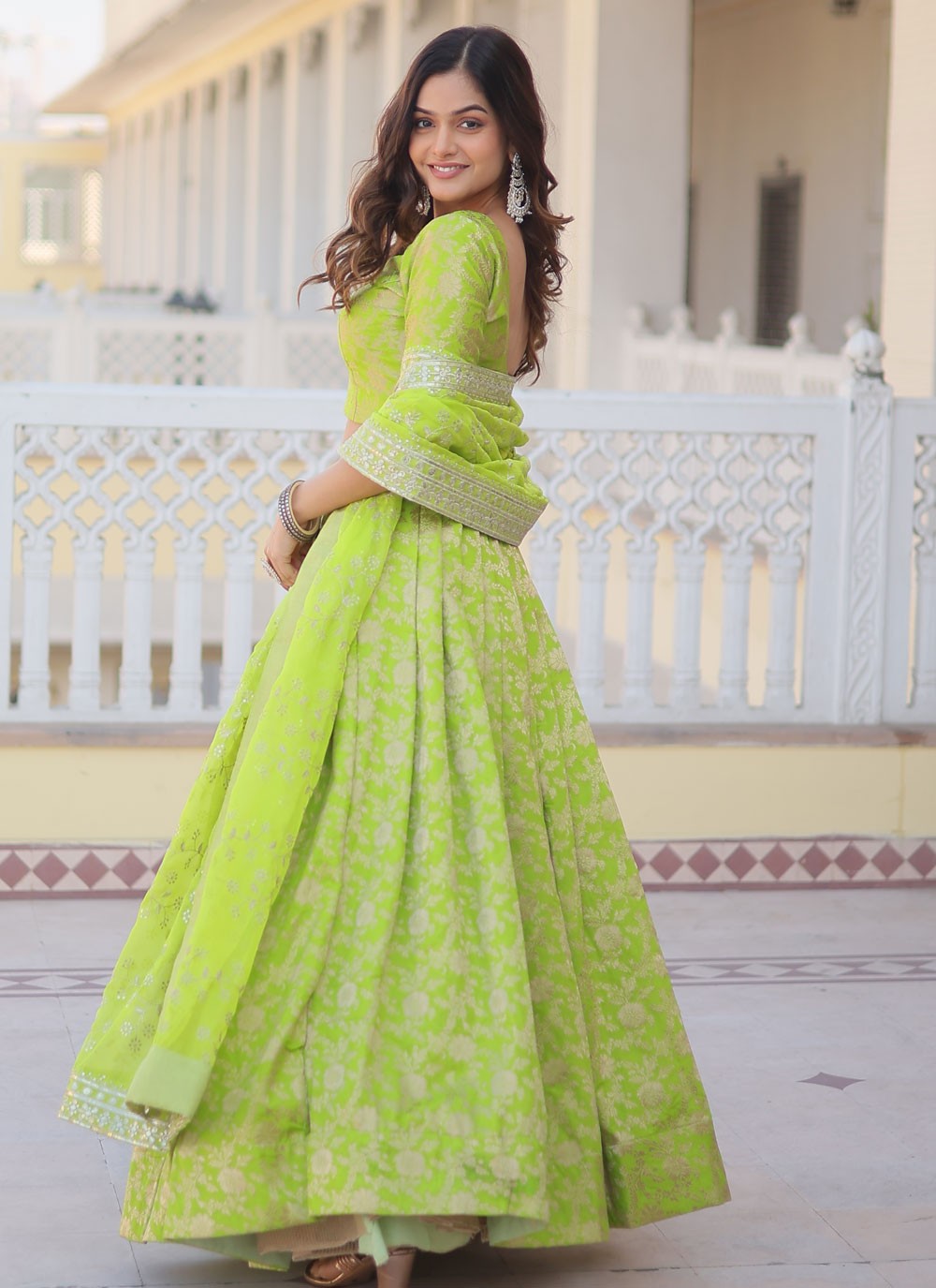 Embroidered Jacquard, Viscose A - Line Lehenga - L1409